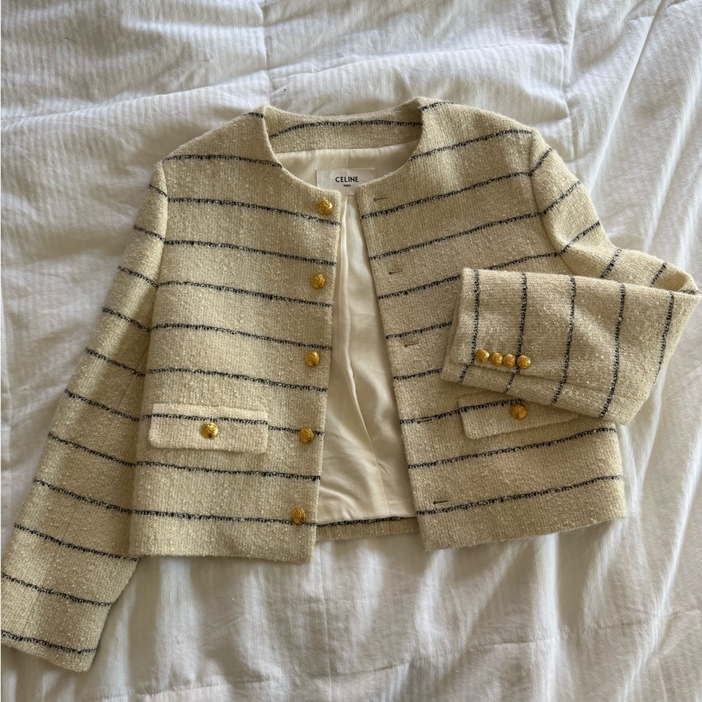 NEW Celine Cream Striped Blazer